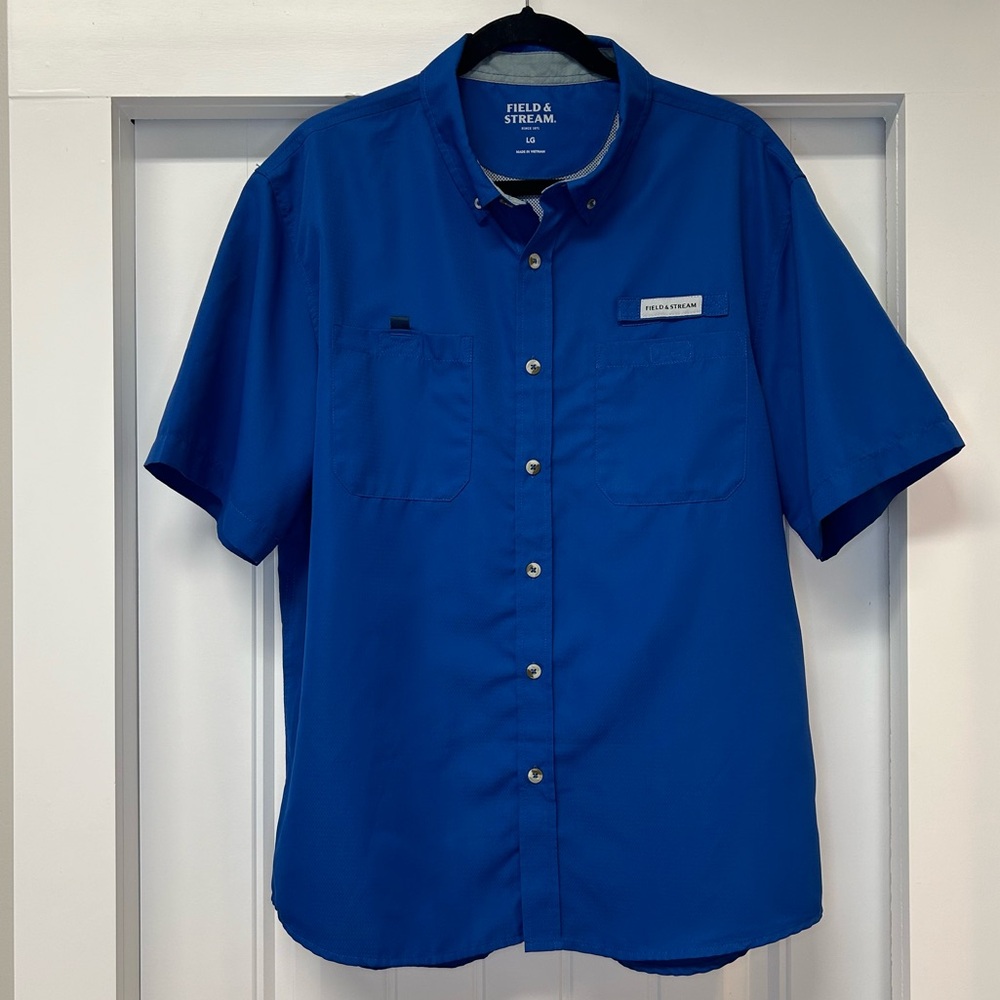 Field and Stream Short Sleeve Fishing Shirt Royal Blue Size L Vented